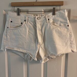 Agolde White Denim Cutoff Shorts